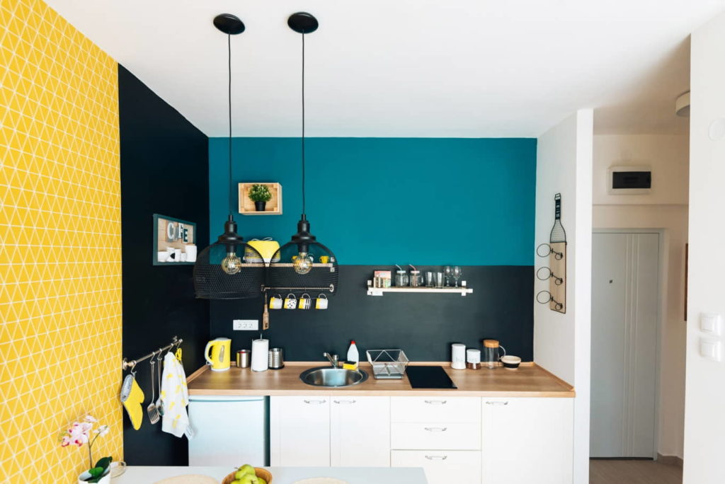 desain kitchen set dapur cantik colorfull