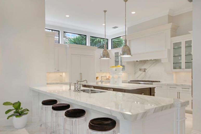 meja dapur minimalis warna putih glossy