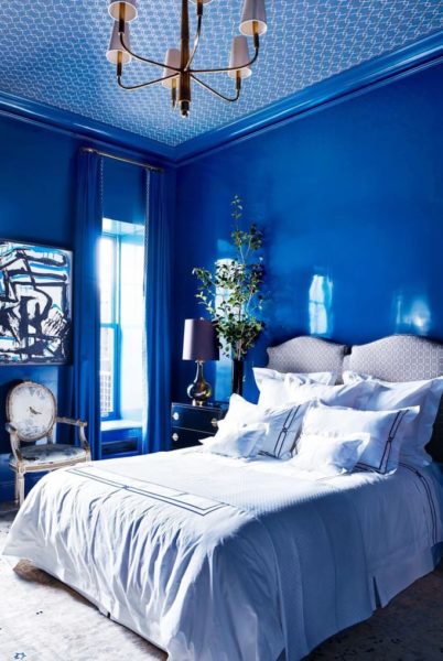 dekor kamar tidur warna biru