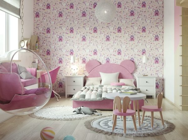 dekorasi kamar anak warna ungu