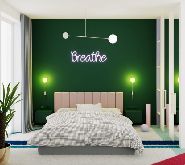 dekorasi kamar tidur warna hijau