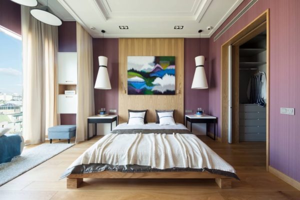 dekorasi kamar tidur warna ungu