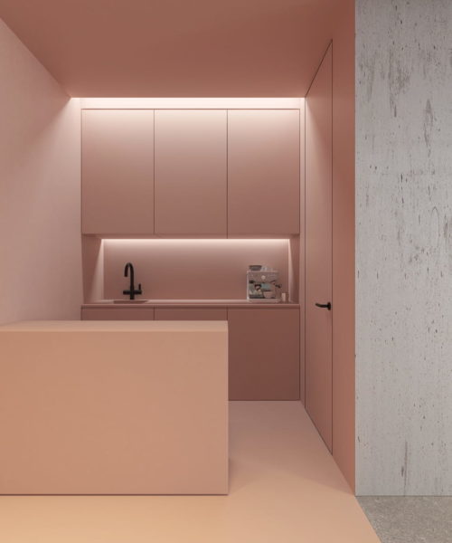 warna dapur pink minimalis