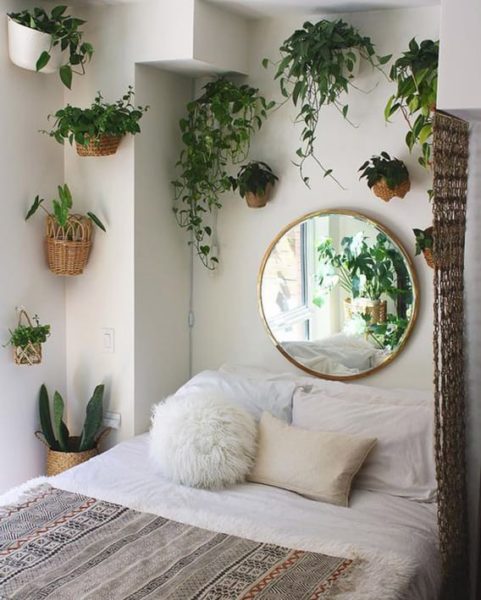 dekorasi kamar kecil dengan tanaman