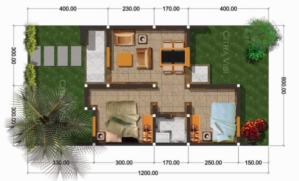 desain 2 kamar untuk rumah 7x9