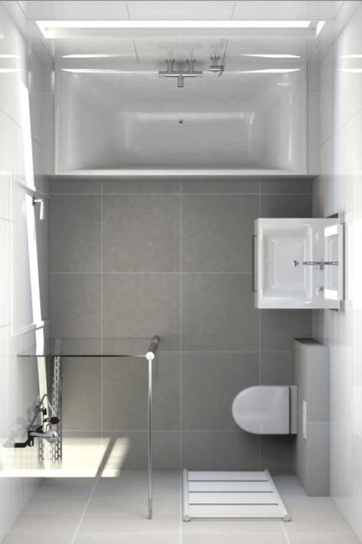 desain kamar mandi minimalis 2x3 modern abu abu