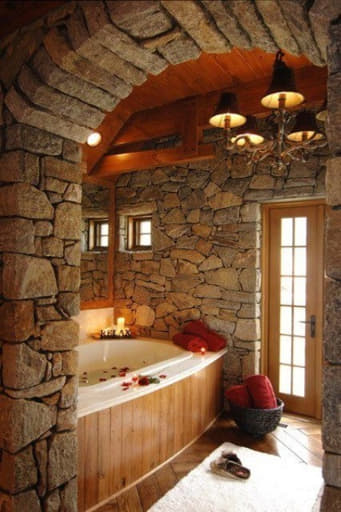 kamar mandi batu alam sederhana klasik