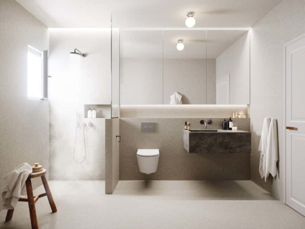 kamar mandi minimalis lantai marmer