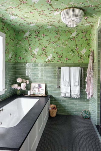 keramik dinding kamar mandi motif bunga hijau