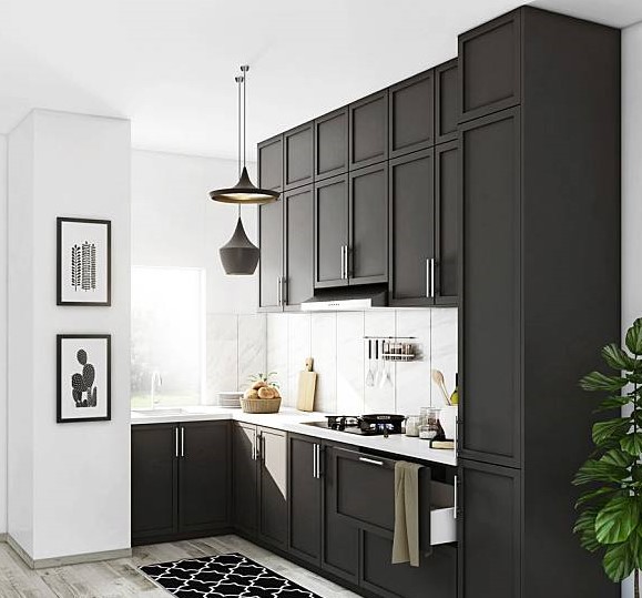 kitchen set industrialis warna hitam putih