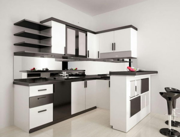 kitchen set hpl hitam putih