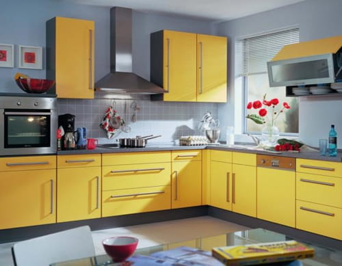 warna kitchen set mewah kuning