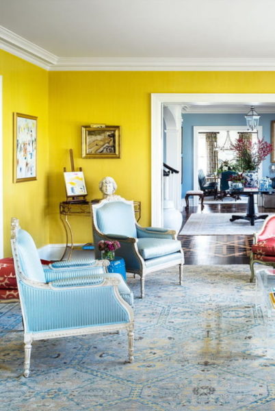 warna cat ruang tamu yang cerah - kuning lemon