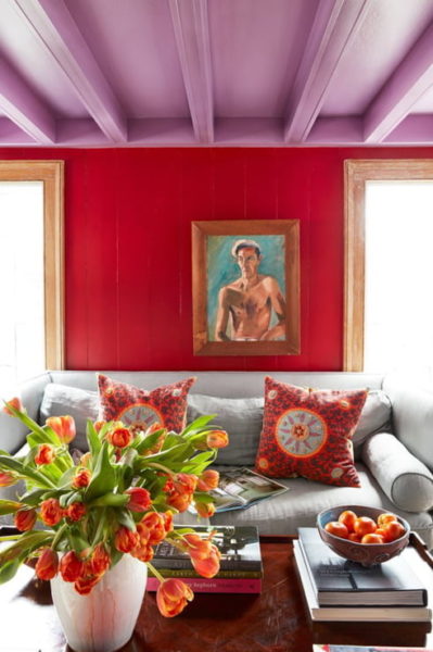 warna cat ruang tamu yang cerah - violet