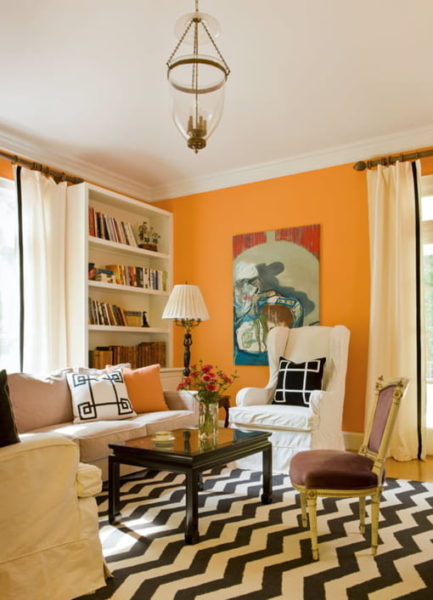 warna cat rumah bagian dalam yang cerah - orange