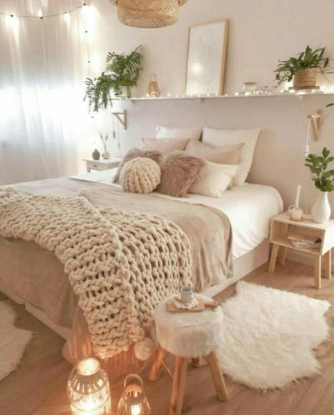 warna cat kamar tidur sempit aesthetic - beige