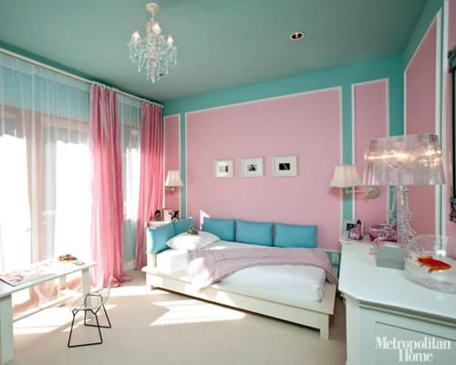 kombinasi warna cat rumah hijau tosca dan pink