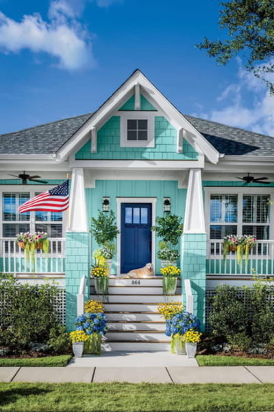 warna cat depan rumah yang elegan - biru