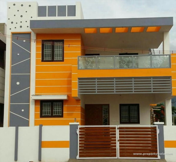 warna cat depan rumah yang elegan - orange