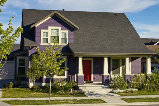 warna cat depan rumah yang elegan - ungu
