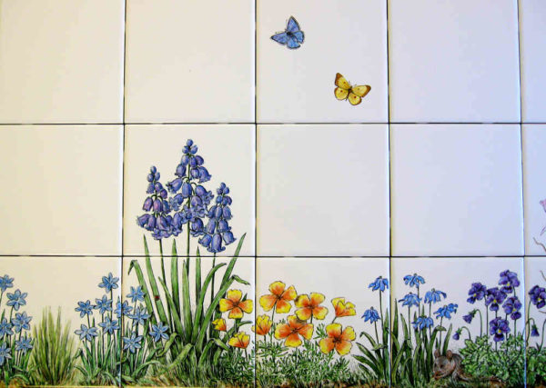 keramik dinding teras motif bunga minimalis