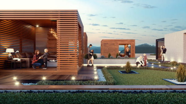 model teras rumah masa kini fasad sentuhan kayu