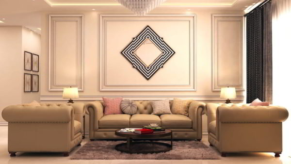 desain interior ruang tamu dengan dinding yang bagus