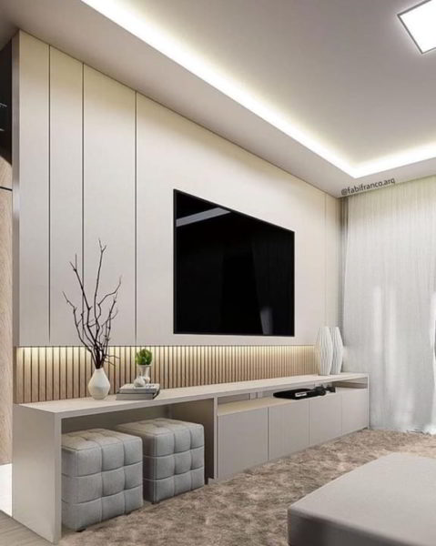 desain ruang tamu minimalis menggunakan wall panel